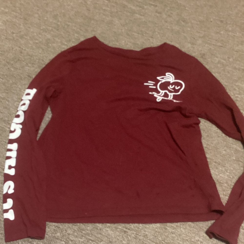 Girls red skateboarding apple shirt